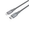 iCAN Premium 6pi USB-C vers câble Lightning, Apple MFi, connecteur en métal, tressé, gris