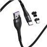 Baseus Zinc Magnetic Safe Fast Charging Data Cable USB to Micro USB + Lightning + USB C, 5A 1m Gray+Black(Open Box)