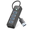 Orico Hub de transfert de données USB 3.0 à 4 ports avec entrée USB-A
