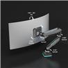 Bras de moniteur simple à ressort à gaz RGB robuste ICAN, compatible avec les modèles de 17 à 49 pouces
