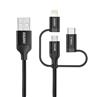 Choetech MFi 3 in1 nylon charging cable, 1.2m (4ft)