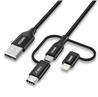 Choetech MFi 3 in1 nylon charging cable, 1.2m (4ft)