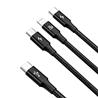 Baseus "Rapid Series" 3-in-1 Fast Charging Data Cable Type-C to M+L+C PD 20W, 1.5m (5ft), Black