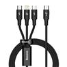Baseus "Rapid Series" 3-in-1 Fast Charging Data Cable Type-C to M+L+C PD 20W, 1.5m (5ft), Black