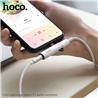 HOCO Adaptateur Lightning pour charger et audio AUX 3,5 mm 2 en 1, argent
