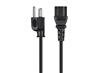 MONOPRICE Power Cord - NEMA 5-15P to IEC 60320, 3-Prong, Black, 10ft