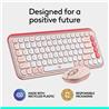 LOGITECH POP ICON Wireless Keyboard & Mouse Combo (Rose & Off-White)(Open Box)