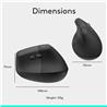 LOGITECH Lift Vertical Ergonomic Wireless Mouse (Graphite)