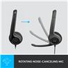 Logitech H390 Stereo Headset - Noise-Canceling Mic - Black